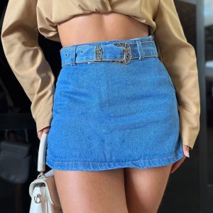 Short pollera de Jeans con cinto
