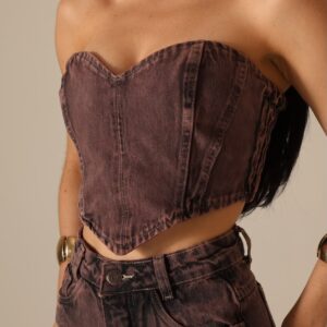 Blusa Corset Jeans Marrón